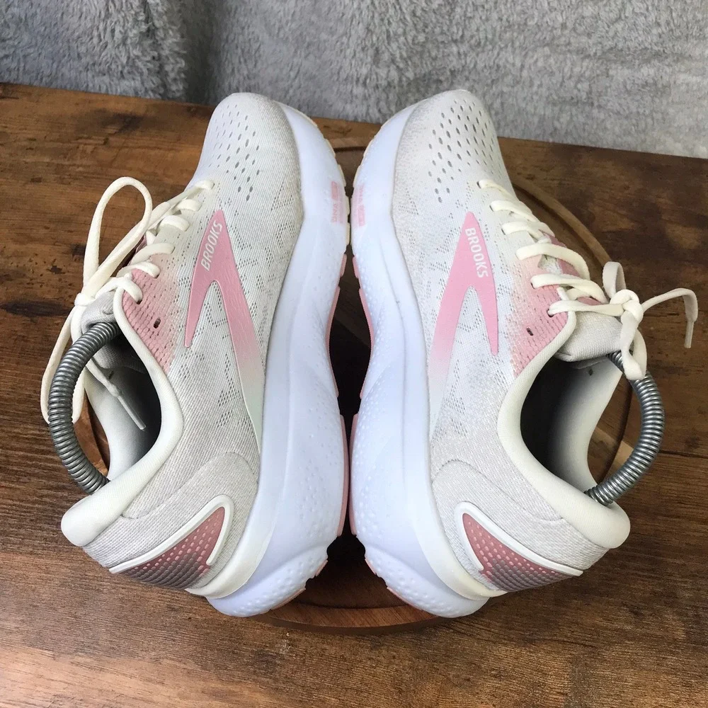 Brooks Ghost 16 Running Shoes Womens 10B White Pink Training Casual Sneakers